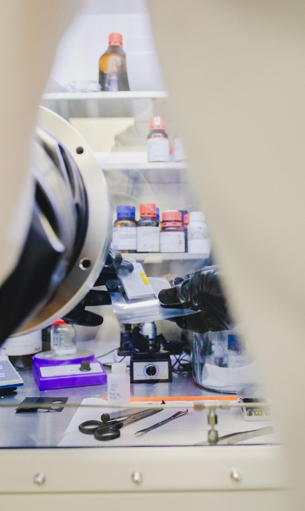 Electrode preparation inside a glovebox in the Allotrope lab